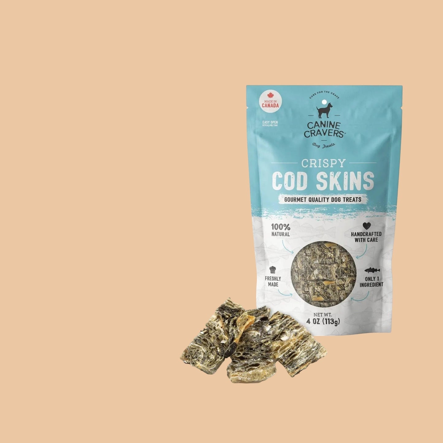 CANINE CRAVERS Crispy Cod Skins Gourmet Dog Treats