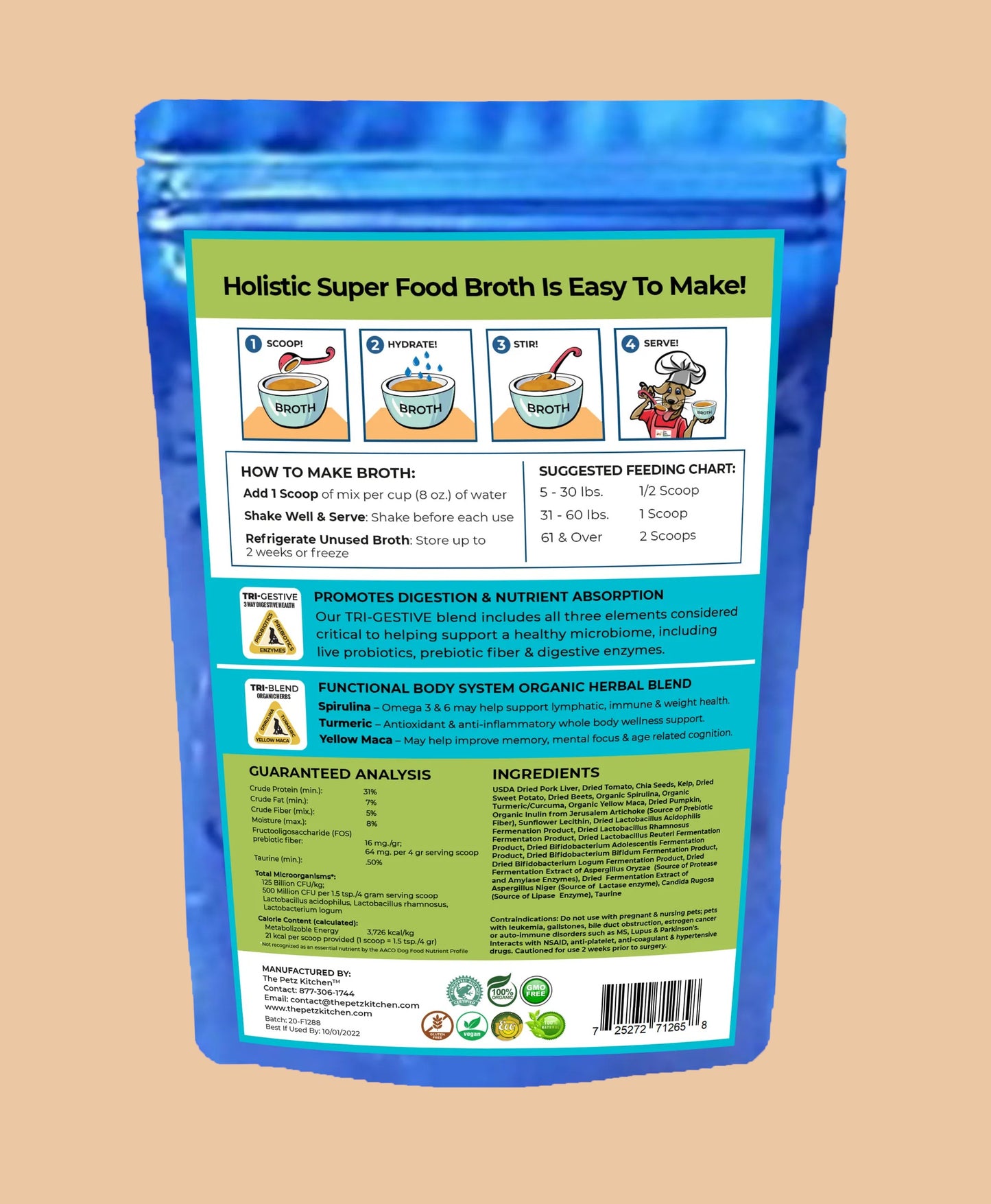 Super Food Broth One & Done* Vitamin, Mineral & Enzyme The Petz Kitchen Dogs Cats