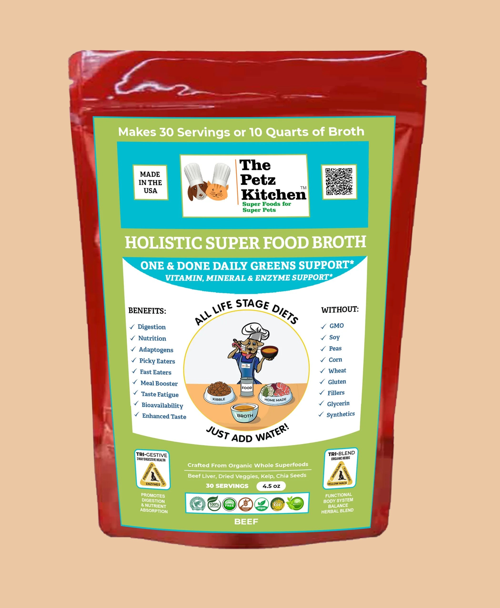Super Food Broth One & Done* Vitamin, Mineral & Enzyme The Petz Kitchen Dogs Cats