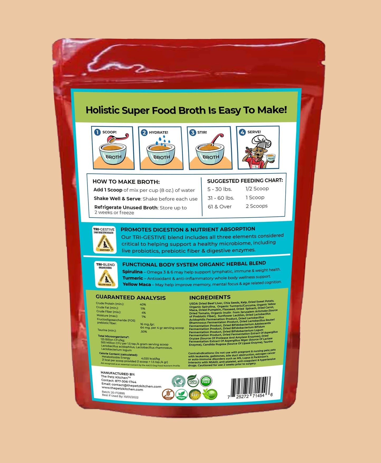 Super Food Broth One & Done* Vitamin, Mineral & Enzyme The Petz Kitchen Dogs Cats