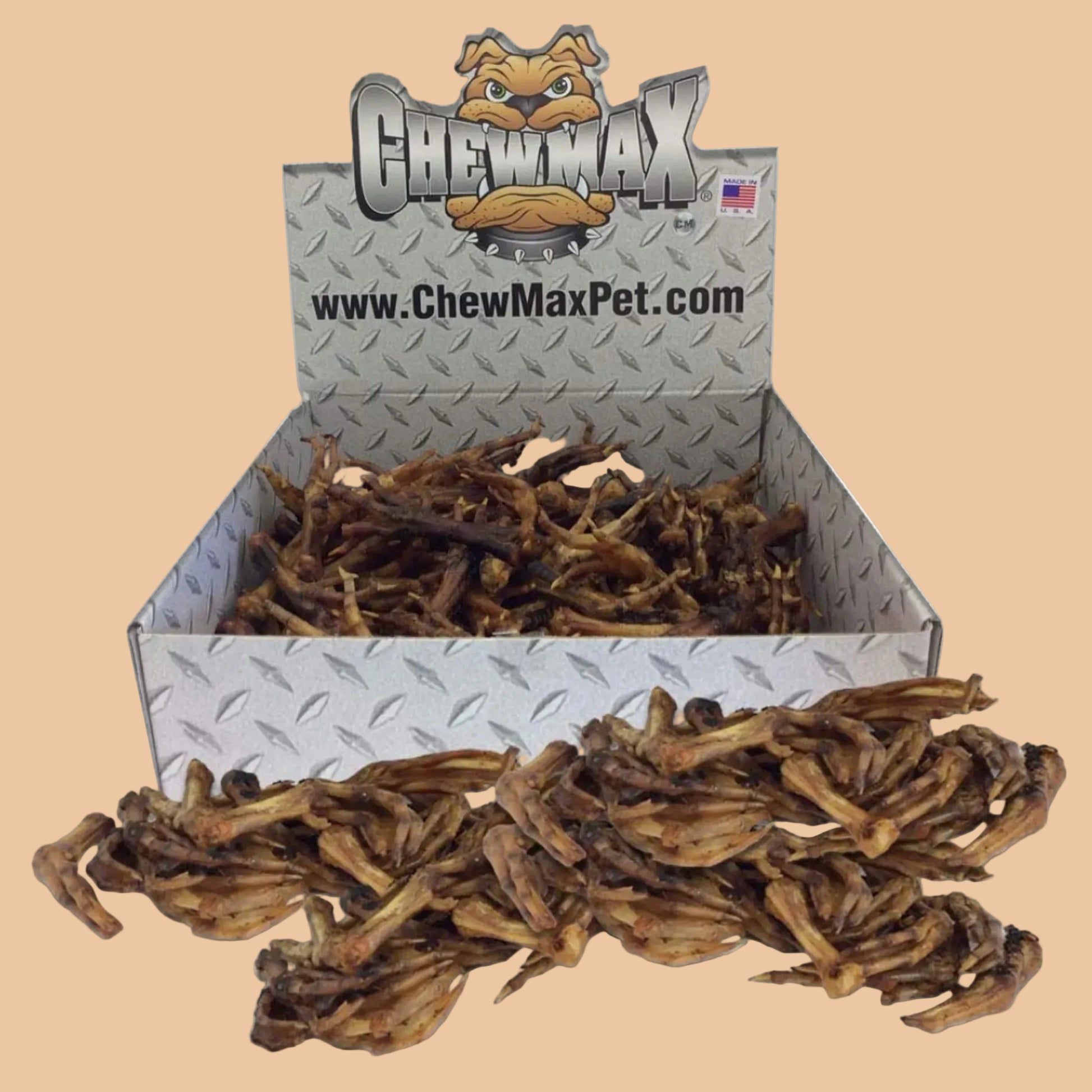 Box of ChewMax dog chews with visible branding on a white background