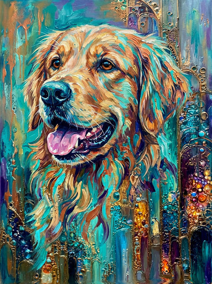 An enchanting fusion of nature and soul, all the abstract forest artworks celebrate the golden spirit of your loyal compaion amid the beauty of the wild