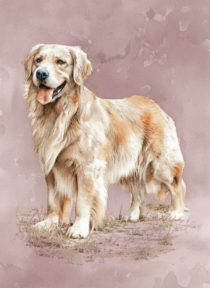 An enchanting fusion of nature and soul, this abstract artwork celebrates the goldern spirit of your loyal companion amid the beauty of the wild