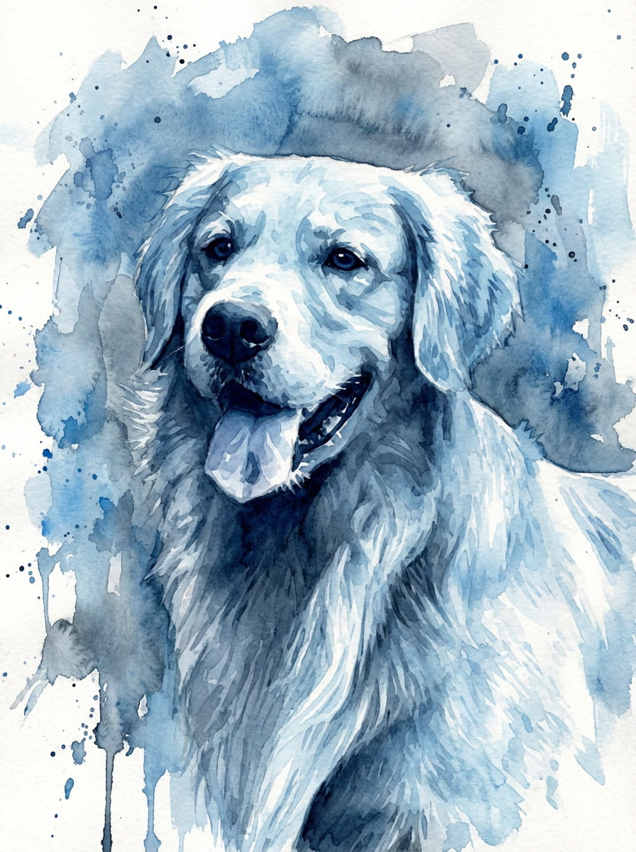 An enchanting fusion of nature and soul, this abstract artwork celebrates the goldern spirit of your loyal companion amid the beauty of the wild