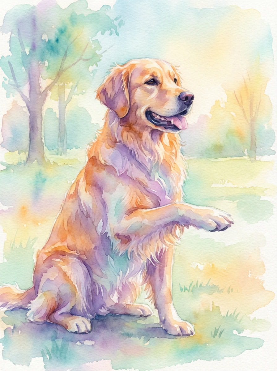 An enchanting fusion of nature and soul, this abstract artwork celebrates the goldern spirit of your loyal companion amid the beauty of the wild