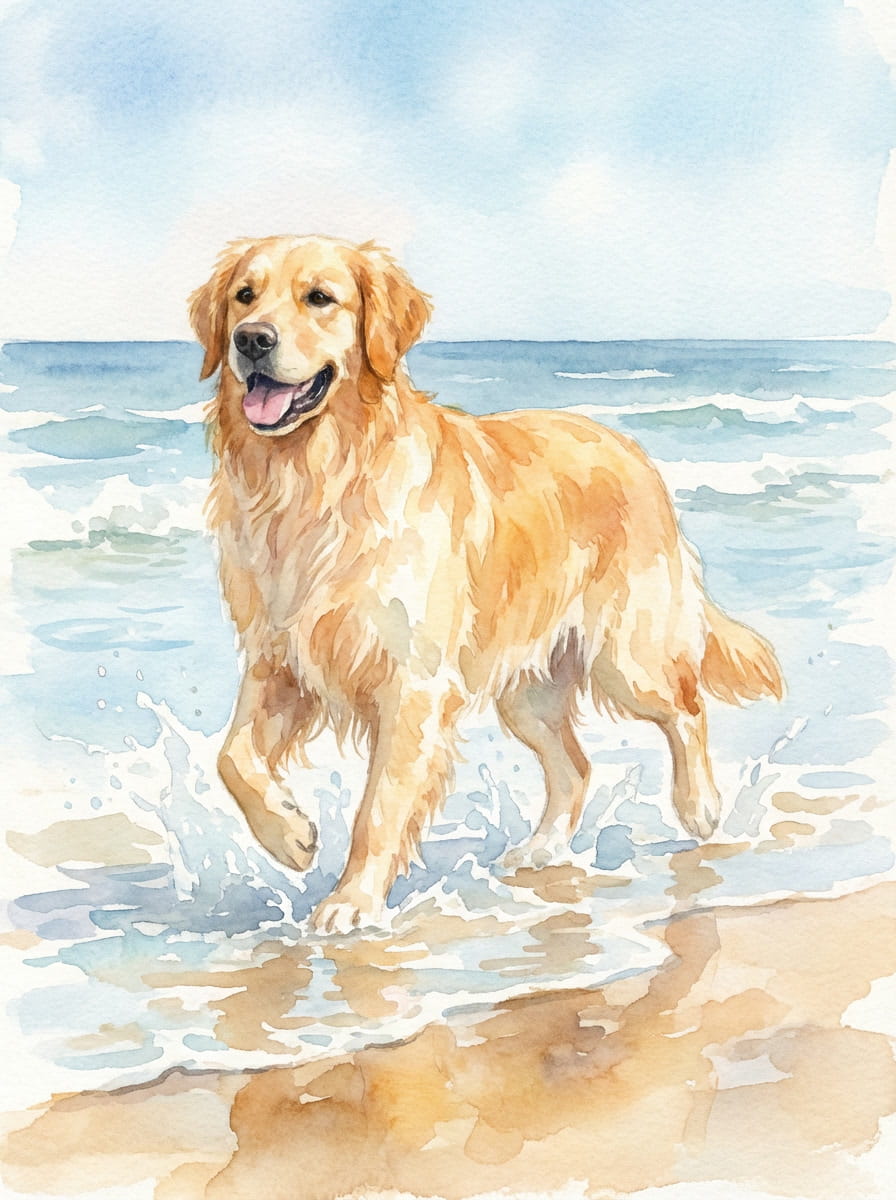 An enchanting fusion of nature and soul, this abstract artwork celebrates the goldern spirit of your loyal companion amid the beauty of the wild