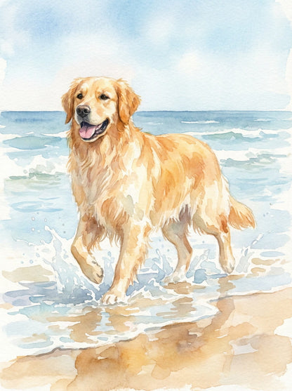 An enchanting fusion of nature and soul, this abstract artwork celebrates the goldern spirit of your loyal companion amid the beauty of the wild