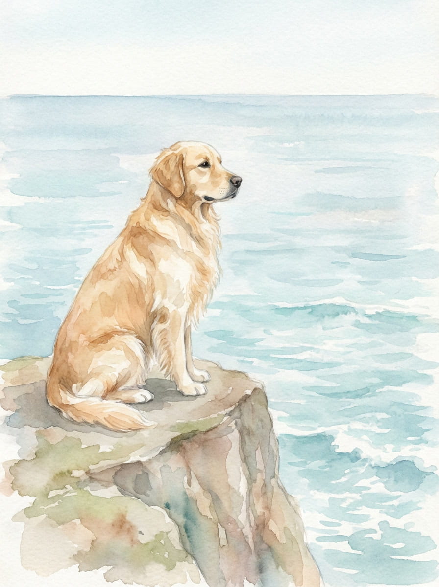 An enchanting fusion of nature and soul, this abstract artwork celebrates the goldern spirit of your loyal companion amid the beauty of the wild