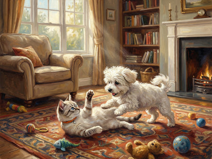 We'll create a heartwarming oil painting that captures the spirit of you beloved pets. You'll receive 2 to 4 different artistic options to choose from, ensuring it's perfect. We'll create a timeless work of art you'll treasure for a lifetime