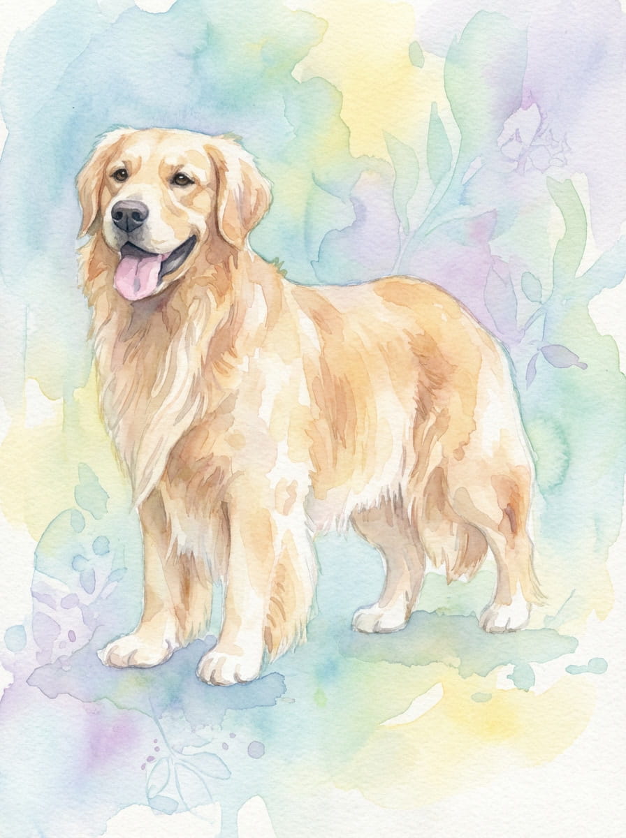 An enchanting fusion of nature and soul, this abstract artwork celebrates the goldern spirit of your loyal companion amid the beauty of the wild