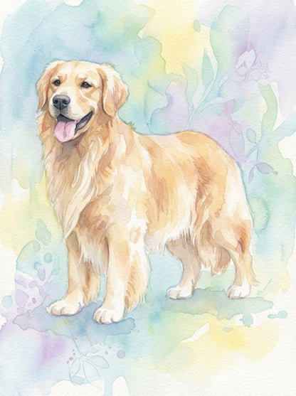 An enchanting fusion of nature and soul, this abstract artwork celebrates the goldern spirit of your loyal companion amid the beauty of the wild