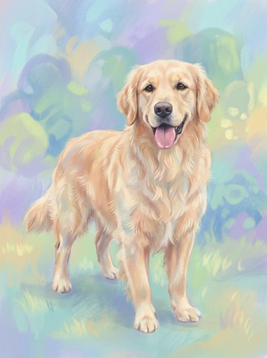 An enchanting fusion of nature and soul, this abstract artwork celebrates the goldern spirit of your loyal companion amid the beauty of the wild