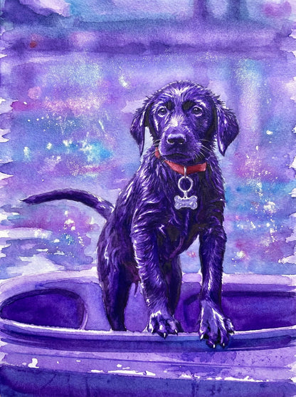 A whimsical watercolor adventure, capturing your pet's spirit - whether sailing through memories or floating into you heart