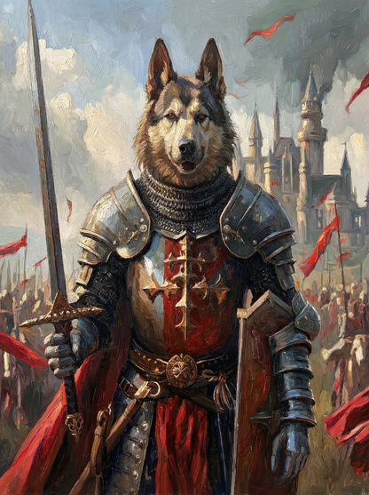 Knights of Old - Your pet as a gallant knight. Choose from epic scenes and shining armor - we'll craft their medieval masterpiece