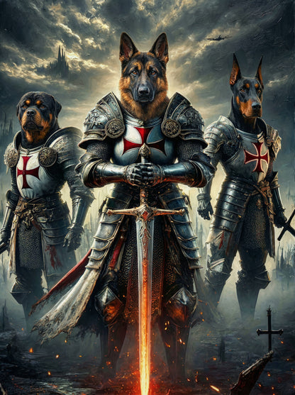Knights of Old - Your pet as a gallant knight. Choose from epic scenes and shining armor - we'll craft their medieval masterpiece