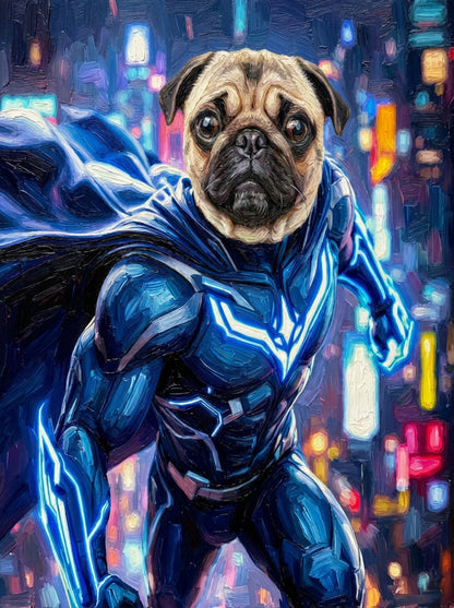 Knight Guardians of the Future - Send your pet to the stars! With glowing blades and futuristic armour, we'll craft their cosmic hero portrait !