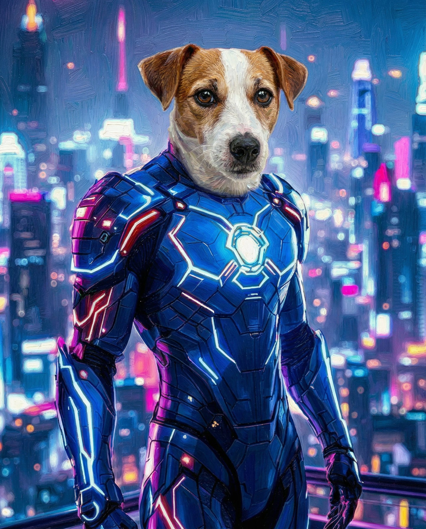 Knight Guardians of the Future - Send your pet to the stars! With glowing blades and futuristic armour, we'll craft their cosmic hero portrait !