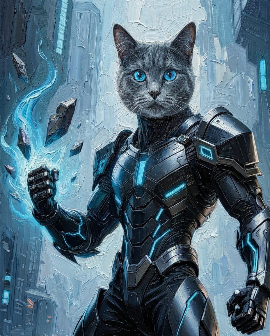 Knight Guardians of the Future - Send your pet to the stars! With glowing blades and futuristic armour, we'll craft their cosmic hero portrait !
