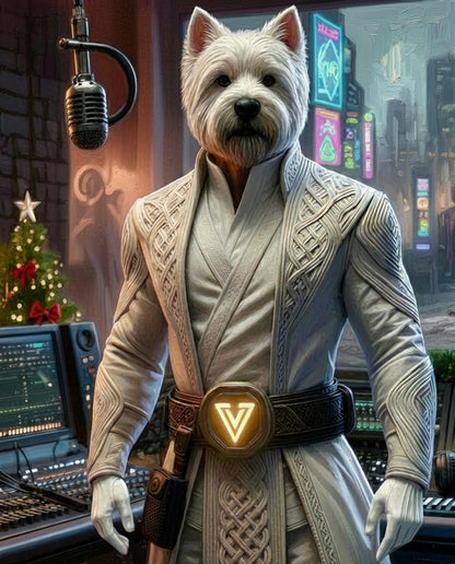 Knight Guardians of the Future - Send your pet to the stars! With glowing blades and futuristic armour, we'll craft their cosmic hero portrait !