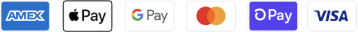 Logos of various payment methods including AMEX, Apple Pay, Google Pay, Mastercard, PayPal, and Visa.
