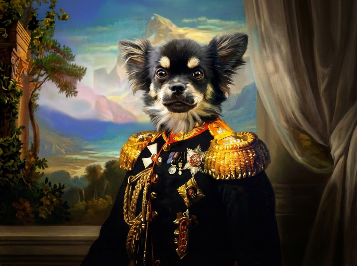 RENAISSANCE TOUCH - Transform your pet into a timeless masterpiece - select a Renassance inspired style, and we'll paint your furry friend into art history